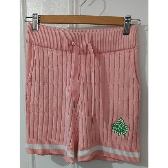 Ivy storehouse womens medium hi waist cable knit sweater shorts pink green - Picture 2 of 7